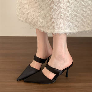 Nouvelle Collection Été – Mules à Talons Hauts Pointus et Fins pour Femme, Style Français, Bout Fermé et Talon Ouvert, pour un Look Élégant - Product Image 4