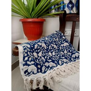 Traditional Style Handcrafted Premium 100% Cotton <b>Throw</b> <b>Blanket</b> Printed Tassels Eco-friendly Lightweight All-Season Home Decor - Product Image 2
