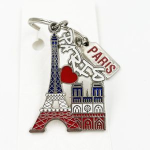 Customized Logo 3D Metal Craft Keychain Creative Cartoon Style French Tourism Souvenir Famous Paris Tower Alloy Keychain