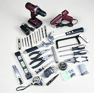 Kit de Herramientas Multifuncional para el Hogar, Taladro Inalámbrico de 21V con Pistola de Pegamento Caliente, Nivel de Burbuja, Caja de Herramientas Portátil para Reparaciones - Product Image 3