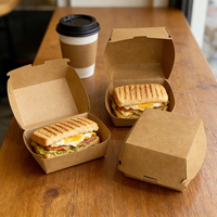 Boîte à hamburger personnalisée en papier écologique, de qualité alimentaire, jetable, pour emporter, emballage pour fast-food avec logo