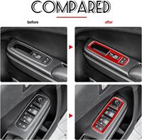Fibre de carbone voiture porte fenêtre ascenseur interrupteur bouton panneau décoratif cadre couverture garniture autocollant intérieur pour Dodge chargeur décoration