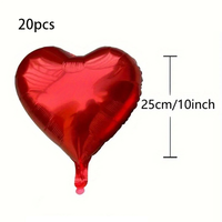 20 Ballons Cœur en Aluminium pour la Saint-Valentin et la Fête des Mères, 10 pouces, Rouge, Forme Cœur, Hélium, Décorations Durables pour Mariage