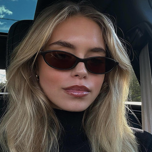 Européen américain Ins Cat Eye Street Photoshoot Lunettes de <span class=keywords><strong>soleil</strong></span> femmes à la mode ovale petit cadre personnalisé à la mode porter PC - Product Image 3