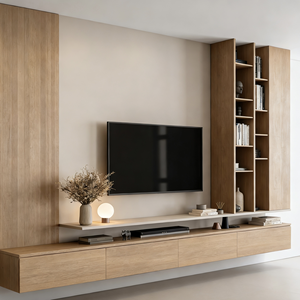 <span class=keywords><strong>Meuble</strong></span> <span class=keywords><strong>TV</strong></span> en bois écologique avec design de panneau moderne, hauteur réglable, compartiments ouverts pour salon, mobilier de maison - Product Image 3