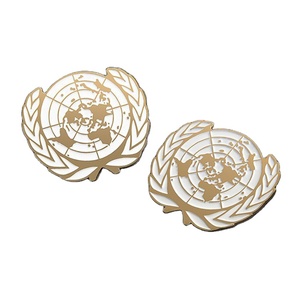 Épinglette personnalisée DFB102 avec logo des Nations Unies en émail dur, épinglette dorée en forme de couronne, épinglette du monde - Product Image 2