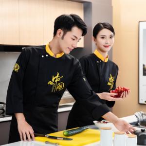 Seco absorbente de sudor a prueba de aceite de manga larga estilo chino ropa blanca vestido uniforme para Chia tienda de comida uniforme de <span class=keywords><strong>Chef</strong></span> italiano - Product Image 5