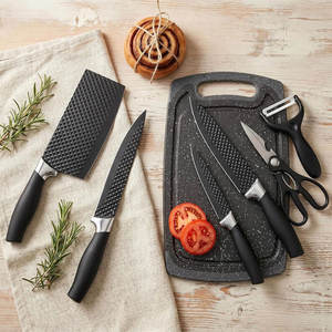 Kit de couverts de cuisine 7 pièces, ensemble de couteaux de chef en acier inoxydable avec ciseaux, éplucheur et planche à découper - Product Image 2