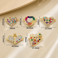 Breloques connecteurs cœur micro-pavées en zircon cubique, breloques cœur d'amour pour la fabrication de bijoux, fournitures et accessoires de bricolage pour la création de bijoux