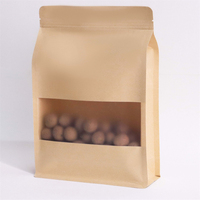 Sacs à fond plat en papier kraft brun de qualité alimentaire, personnalisables, écologiques, recyclables, à fermeture éclair, avec fenêtre mate, pour lait et sushis, à prix bas