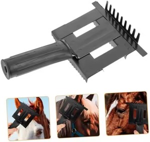 Peigne à cheveux en laine de vache et de cheval en métal noir brosse à cheveux d'élevage de bétail nettoyage du corps outils anti-démangeaisons pour animaux - Product Image 5