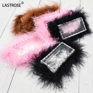 Caja de Pestañas de Pelo Acrílico de Marca Privada, Pestañas de Visón Esponjosas de 20 mm, Caja de Pestañas de Pelo Rosa/Amarillo con Piedras de Perla - Product Image 2