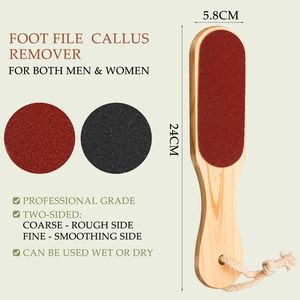 Double-Sided Wooden Handle Foot File & Scrubber Pedicure Tool with Eco-Friendly Design for Removing Dead Skin and Calluses - Product Image 1