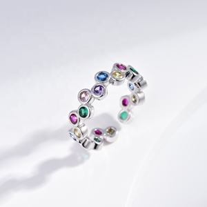 custom plata 925 sterling silver minimalist stack stone <b>ring</b> bulk woman fashion round 18k gold colorful zircon <b>adjusted</b> <b>rings</b> - Product Image 5