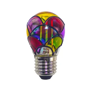 Stained glass G45 C35 e12 e14 4w filament decorative DIY stained led bulb