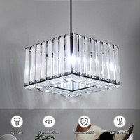 Lustre Suspendu en Cristal pour Décoration Intérieure, Douille E27 E26, avec Câble Réglable de 100 cm, Noir, pour Îlot de Cuisine, Chambre et Chevet