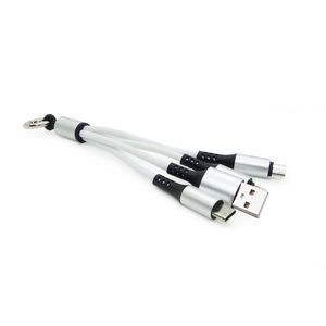 Hot bán 15cm 0.15M 3in1 USB cáp dữ liệu Móc Chìa Khóa sạc cáp cho iPhone loại C Micro 3in1 USB dữ liệu Móc chìa khóa cáp - Product Image 3