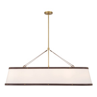 Lustre moderne en tissu de lin nordique avec garniture en cuir, lampe suspendue au plafond pour salle à manger, îlot, salon, hôtel