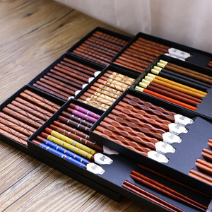 Chopsticks Japanese gift box set of five pairs, bamboo and wood gift chopsticks solid wood chopsticks gift
