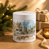 Boîte en fer blanc alimentaire ronde à surface brillante imprimée offset, idéale pour biscuits et chocolats – Offre Spéciale Noël