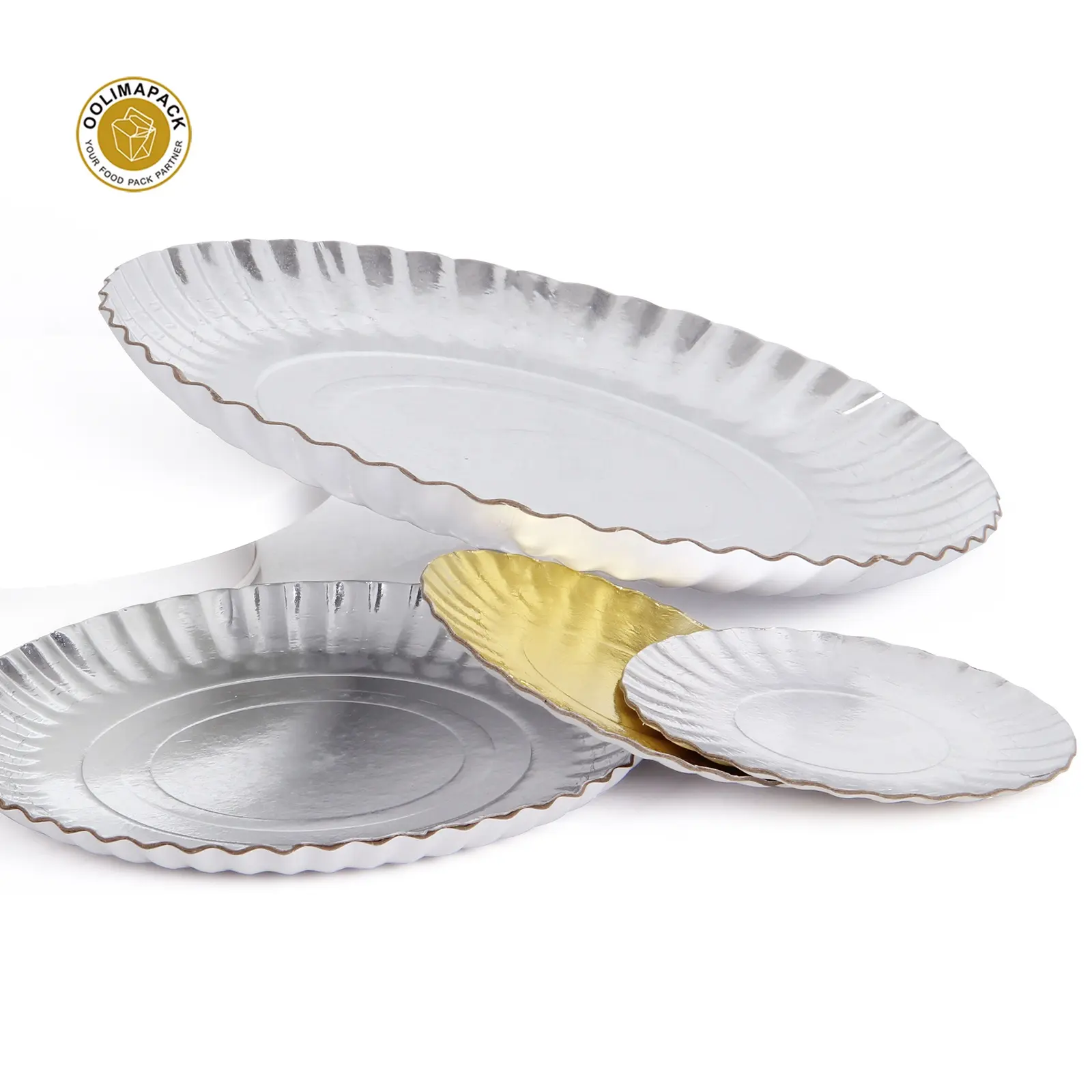 Party Paper Plate Disposable Gold Paper Party Tableware Set Silver Gold And Silver Foil Paper Plates
