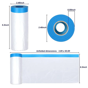 Autoadhesivo Pre-Taped Washi Papel Kraft Película de Enmascarar Desechable Protección de Pintura de Coche por Material PE Automotriz - Product Image 4
