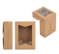 Boîtes cadeaux pliables en papier kraft brun recyclable avec fenêtre transparente, 20,3x15x6,35 cm, pour boulangerie, mariage, vente en gros, personnalisables, avec fentes