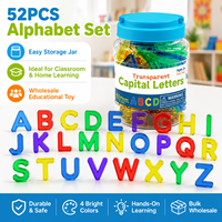 Ensemble de lettres de l'alphabet transparentes 52 pièces, jouet éducatif en plastique pour l'apprentissage des grands caractères, vente en gros pour les salles de classe