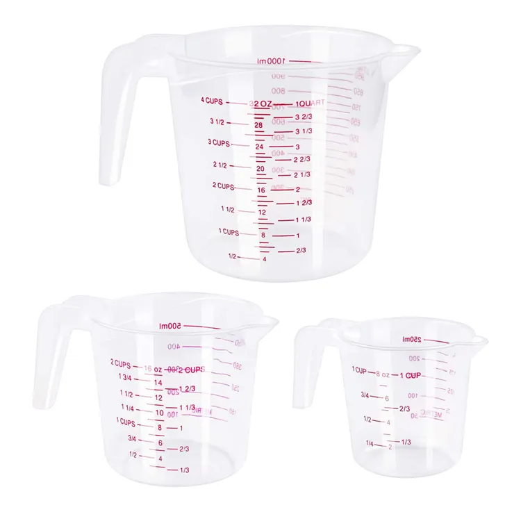 Bpa Gratis Capaciteit 4/2/1 Cup Plastic Clear Hittebestendig Maatbeker Set Van 3