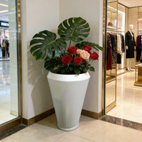 Pot de fleurs rond classique en fer, taille et couleur personnalisées, avec logo, finition galvanisée, écologique, pour usage intérieur en centre commercial