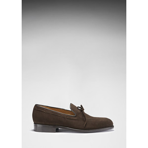 Mocassini stringati in pelle scamosciata marrone con costruzione Goodyear - Product Image 6