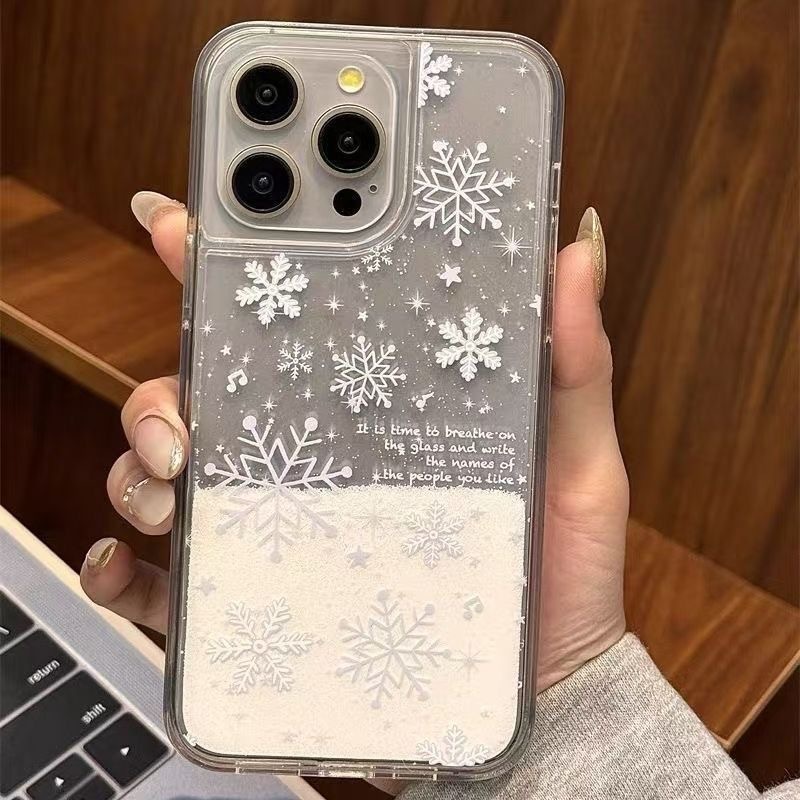 Transparent Snowflake Flowing Sand Case