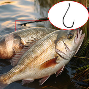 Hameçons de pêche TOPIND en acier à haute teneur en carbone, à tige longue, pour eau salée et eau douce, hameçons circulaires à ardillon pour rivière, ruisseau et lac - Product Image 2