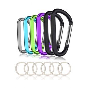Black Silver Blue Red Yellow Green Caribeaner Clip 3" Inch Large Aluminum D Ring Shape Carabiner <b>Keychain</b> with Flat Keyring Hook - Product Image 2