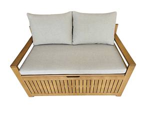 Banco de Patio Exterior de Madera Maciza de Acacia con Caja de Almacenamiento y Cojín, Banco de Jardín de 2 Plazas en Estilo Moderno Minimalista - Product Image 3