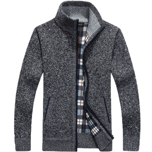Inverno all'ingrosso <span class=keywords><strong>maglioni</strong></span> Cardigan classici da <span class=keywords><strong>uomo</strong></span> colletto <span class=keywords><strong>Slim</strong></span> <span class=keywords><strong>Fit</strong></span> Casual maglione lavorato a maglia giacche in pile con cerniera per gli uomini - Product Image 4