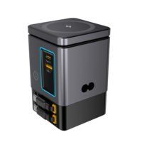 Chargeur de bureau GaN 6 en 1, 105W, station de charge pour téléphone portable avec chargeur sans fil magnétique 15W et câble rétractable