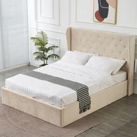 Ensembles de chambre à coucher d'usine base de lit Queen beige tiroirs tête de lit tufté cadre de plate-forme lit Double matelas meubles de maison