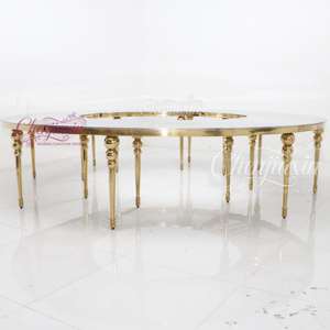 Sedie a Serpentina e Tavoli da Matrimonio Rotondi di Lusso in <span class=keywords><strong>Vetro</strong></span> Bianco Personalizzati all'Ingrosso per Hotel ed Eventi - Product Image 3