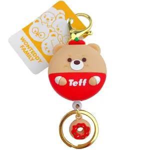 Wholesale bag retractable keychain-Creative personality cartoon Teddy retractable keychain cute anti-lost car key chain bag pendant rubber keychain