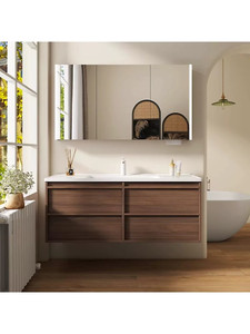 New cosmetic <b>wall</b>-mounted bathroom cabinet LED light strip defogger large storage bathroom vanity - Product Image 5