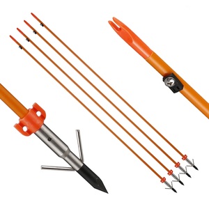 Flèches de pêche à l'arc, couleur orange, 8 mm, tige en fibre de verre, pointe à griffes, flèches de pêche adaptées aux arcs à poulies - Product Image 1