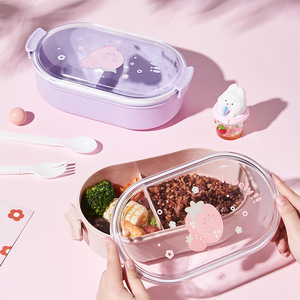 Boîte à lunch isotherme portable pour adultes, 2 compartiments, en plastique de qualité alimentaire, avec motif de <span class=keywords><strong>dessin</strong></span> <span class=keywords><strong>animé</strong></span>, capacité de 501 à 800 ml - Product Image 3