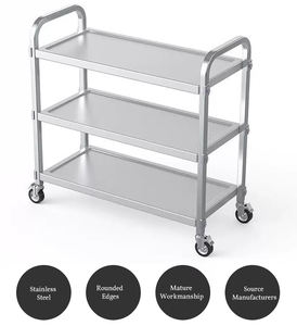 Chariot de service alimentaire de restauration commerciale avec roues de chariots de cuisine médicaux en acier inoxydable chariot de service pour restaurant hôtel - Product Image 2