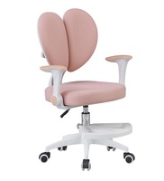 Chaise d'étude ergonomique pour enfants, dossier double en forme de cœur, hauteur réglable, chaise pivotante pour enfants avec accoudoirs rabattables