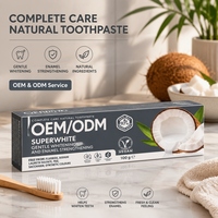 OEM ODM Dentifrice blanchissant super-blanc 97% naturel, saveur noix de coco, végétalien, sans SLES, renforcement de l'émail, 100g
