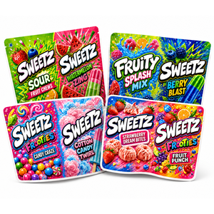 Sachets refermables personnalisés imprimés, épais, anti-odeur, à fermeture éclair, autoportants, 3,5g 7g 1oz 1lb, en Mylar <span class=keywords><strong>de</strong></span> qualité alimentaire avec étiquettes - Product Image 4