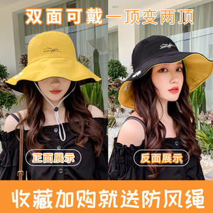 Mexican Double-Sided Daisy Wide Brim Fisherman <b>Hat</b> <b>Summer</b> Sun Protection Bucket <b>Hat</b> For Women Canvas Outdoor Wear - Product Image 5