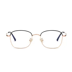 Wholesale Fashion Square Golden Color Eye Glass Frames Optical Glasses Metal for Men