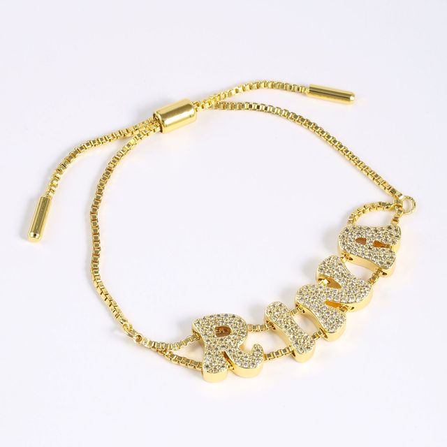 Bestselling 26 Alphabet Letter DIY Bracelet & Necklace Accessories, Gold-Plated Copper Pave Zircon Pendants